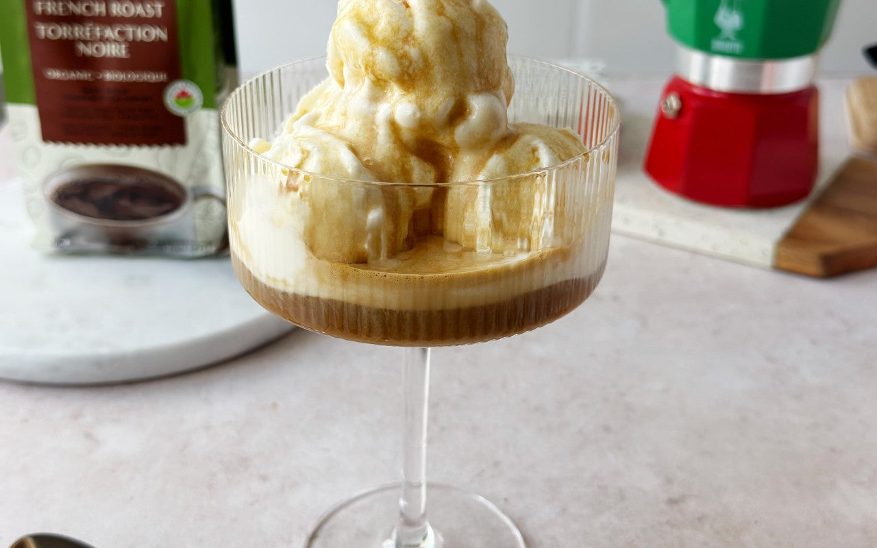 Caffeine-Free Affogato made with Teeccino Instant French Roast Herbal Coffee