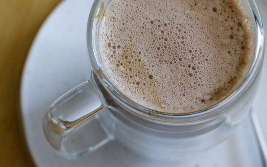 Caffeine-Free Caramel Latte with Chocolate Cold Foam made with Teeccino Instant French Roast Herbal Coffee