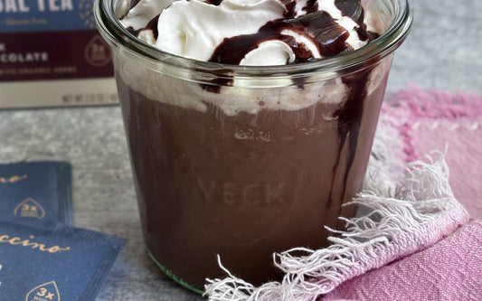 Chocolate Corn Milk Frappe made with Teeccino Dark Chocolate Prebiotic SuperBoost Herbal Tea
