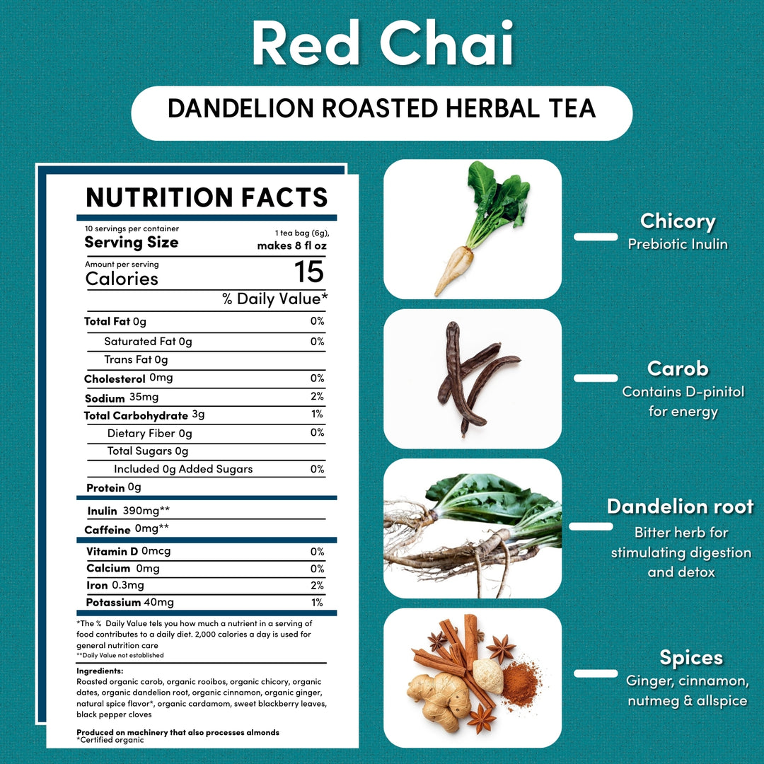 Dandelion Red Chai Roasted Herbal Tea - Image 3