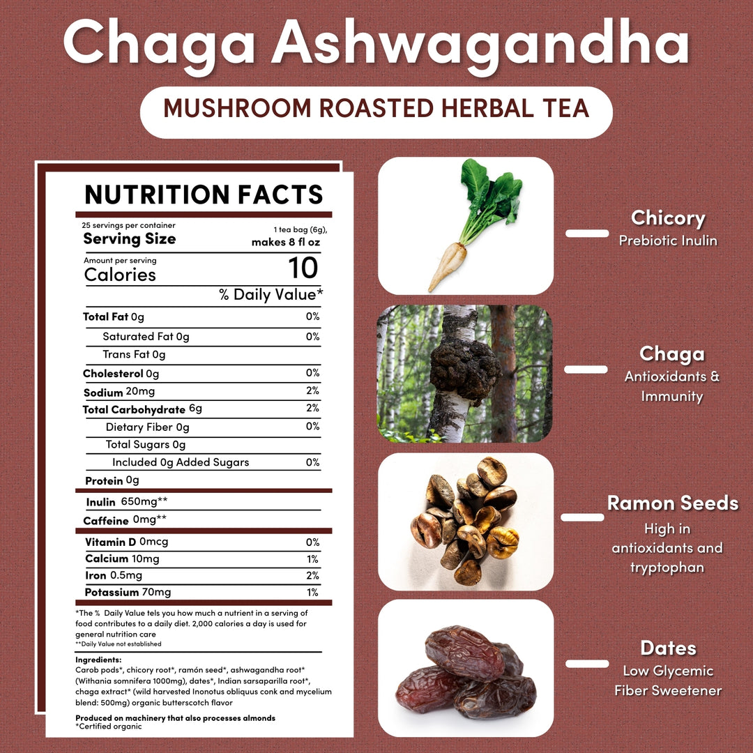 Chaga Ashwagandha Butterscotch Cream Mushroom Herbal Tea - Image 3