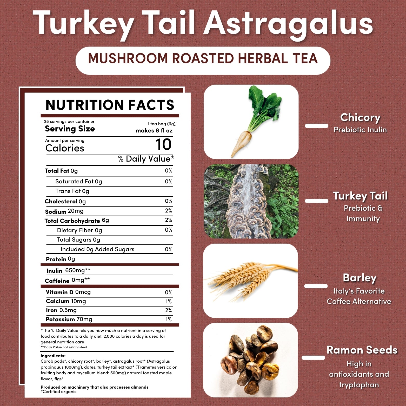Turkey Tail Astragalus Mushroom Herbal Tea – Teeccino