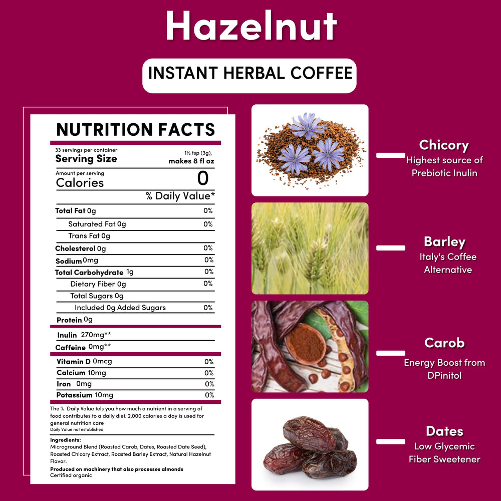 Instant Hazelnut Herbal Coffee