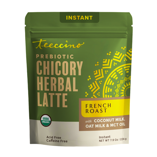 Front view of Teeccino French Roast Instant Herbal Latte package