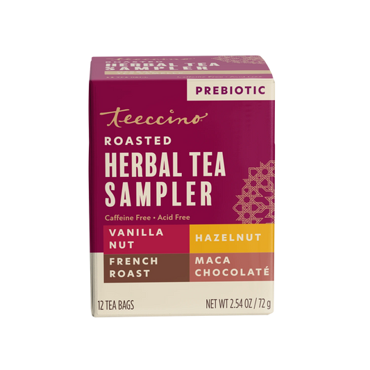 Teeccino Classic Roasted Herbal Tea Sampler box, 12 tea bags, caffeine free and acid free