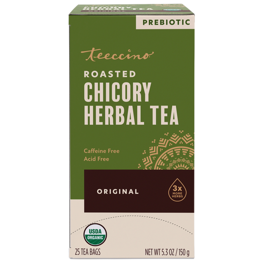 Teeccino Original Herbal Tea, 25 tea bag box, front view
