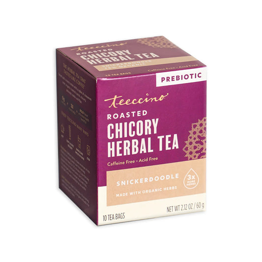 Front view of Teeccino Snickerdoodle Roasted Herbal Tea package