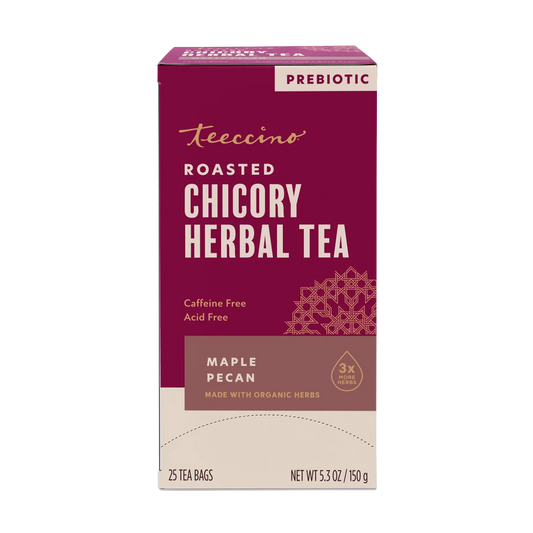 Front view of Teeccino Maple Pecan Roasted Herbal Tea package