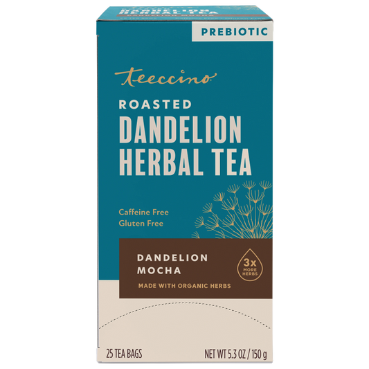 Teeccino Dandelion Mocha Herbal Tea, 25 tea bag box, new packaging
