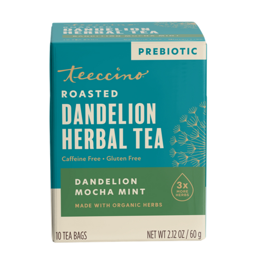 Teeccino Dandelion Mocha Mint Herbal Tea - Hero panel