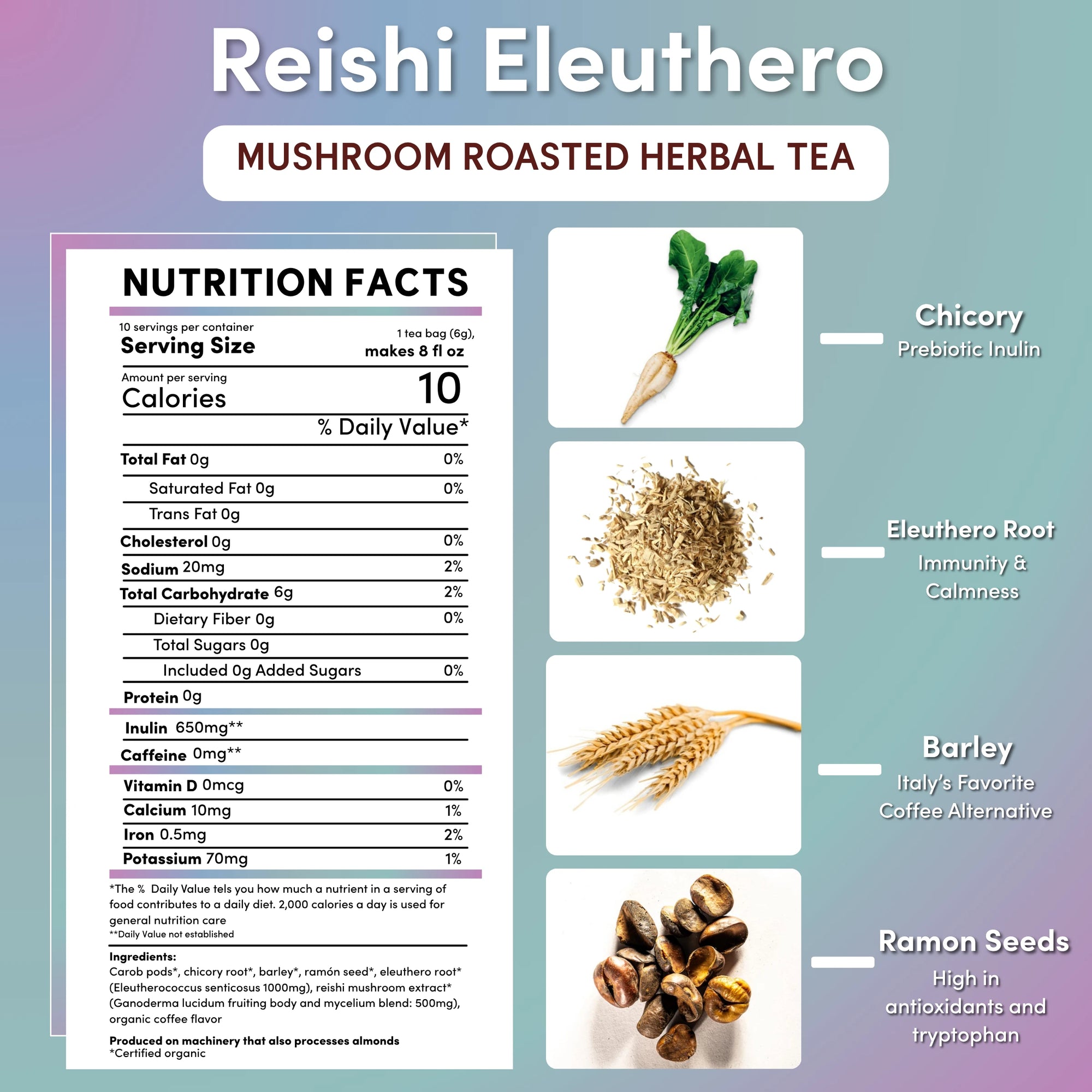 Reishi Eleuthero French Roast Mushroom Herbal Tea