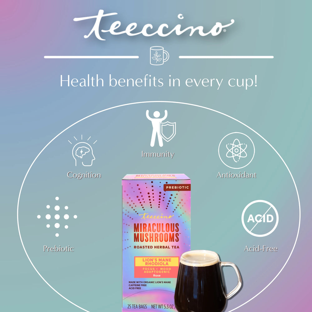 Lion's Mane Rhodiola Rose Mushroom Herbal Tea