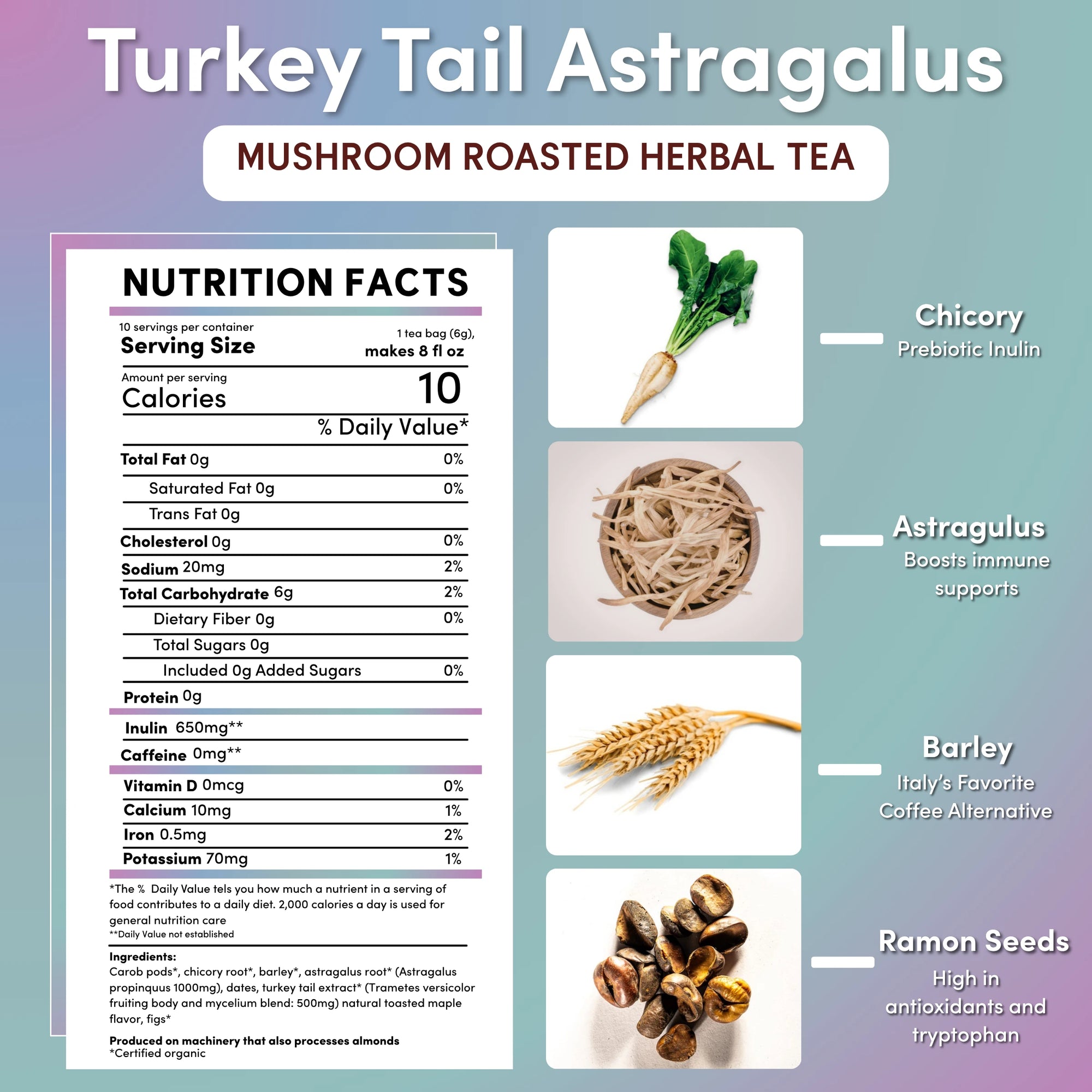 Turkey Tail Astragalus Toasted Maple Mushroom Herbal Tea