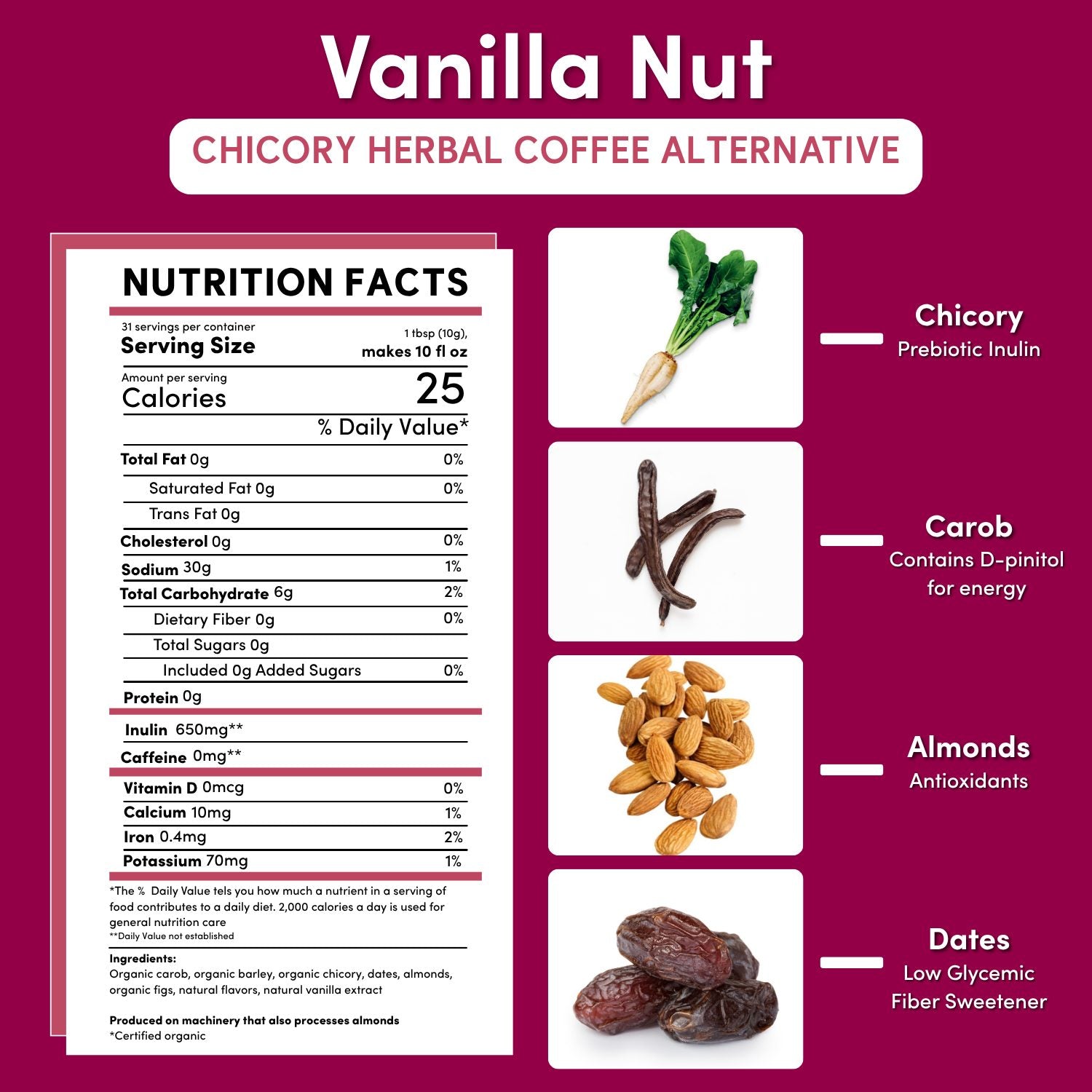 Vanilla Nut Chicory Herbal Coffee