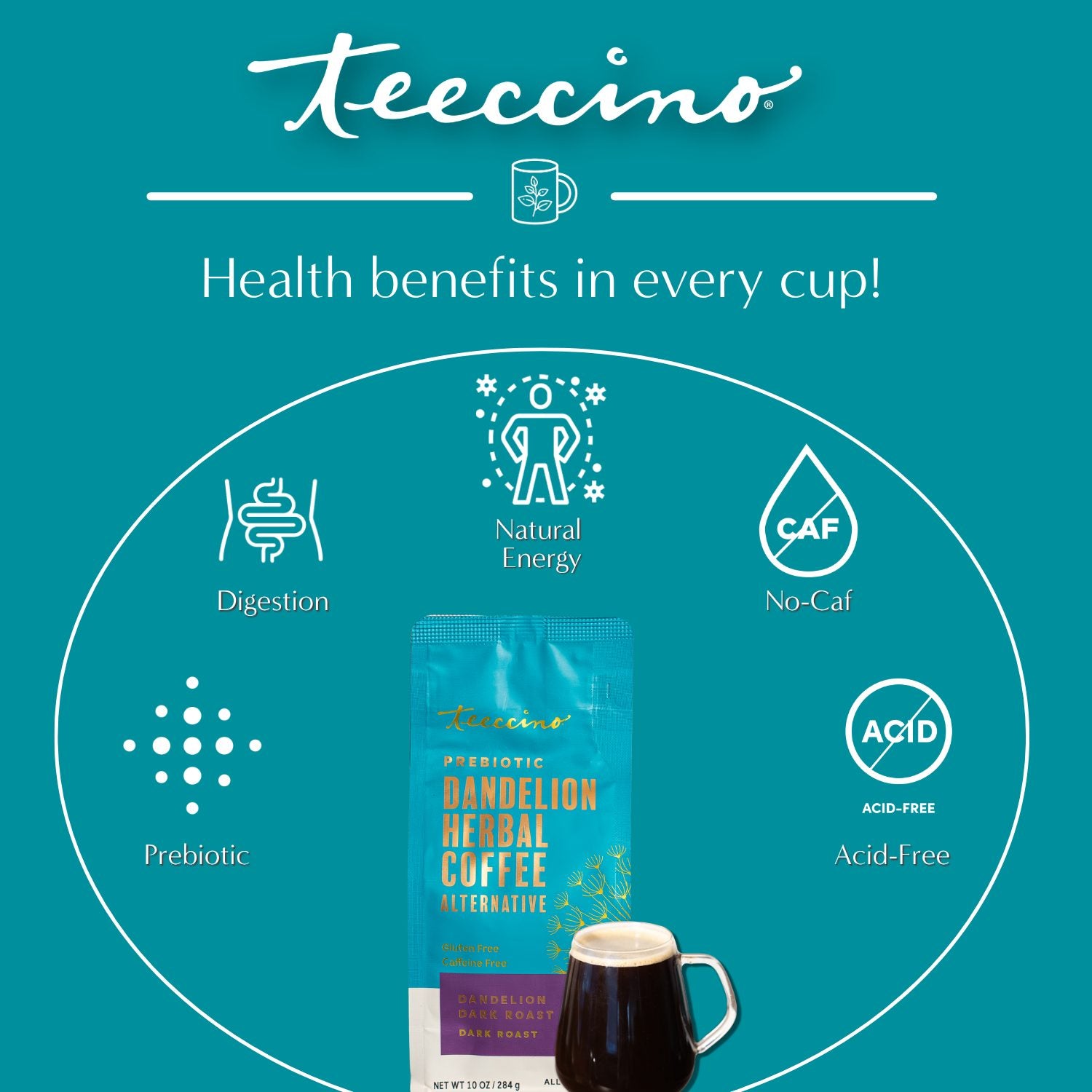 Dandelion Dark Roast Herbal Coffee – Teeccino