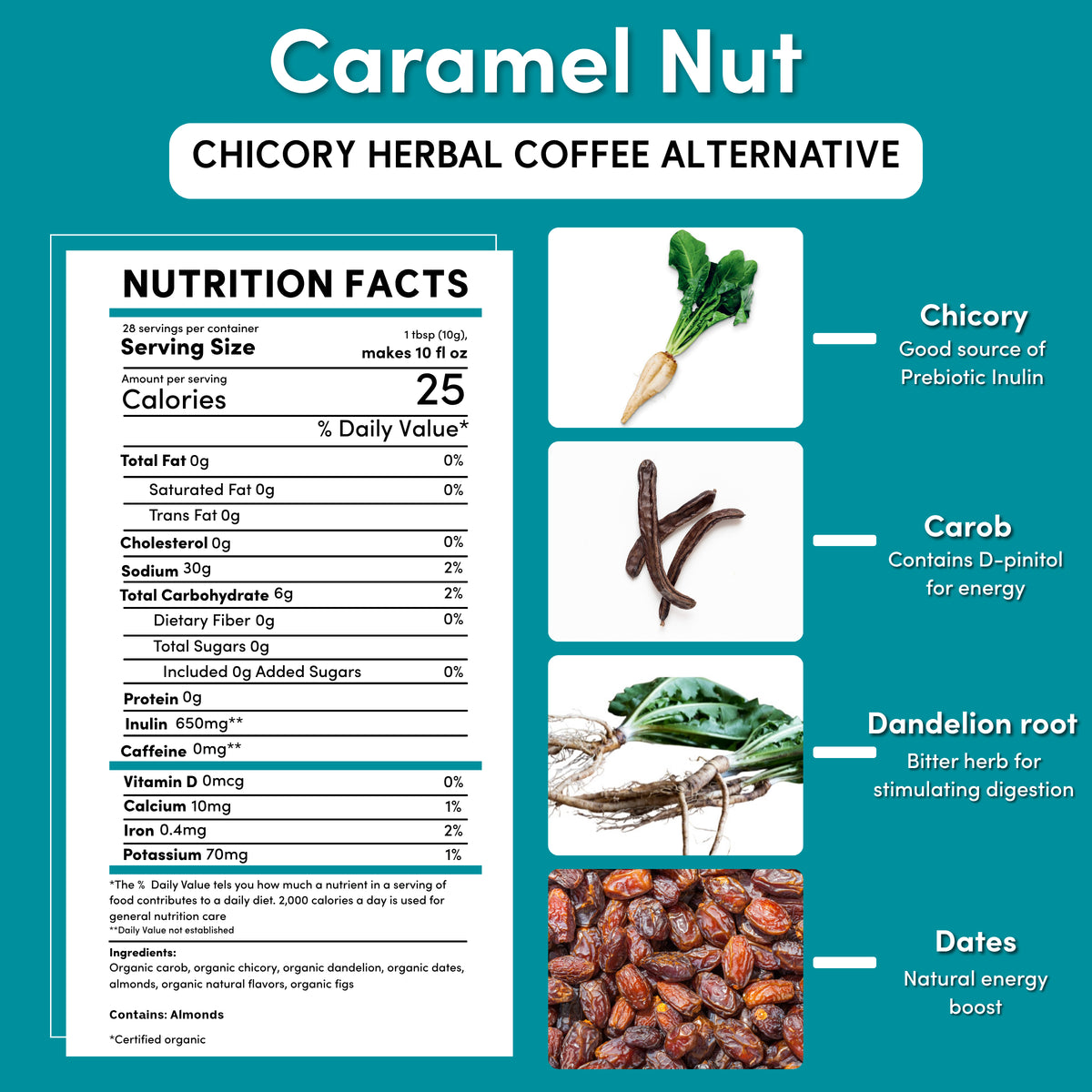 Dandelion Caramel Nut Chicory Herbal Coffee