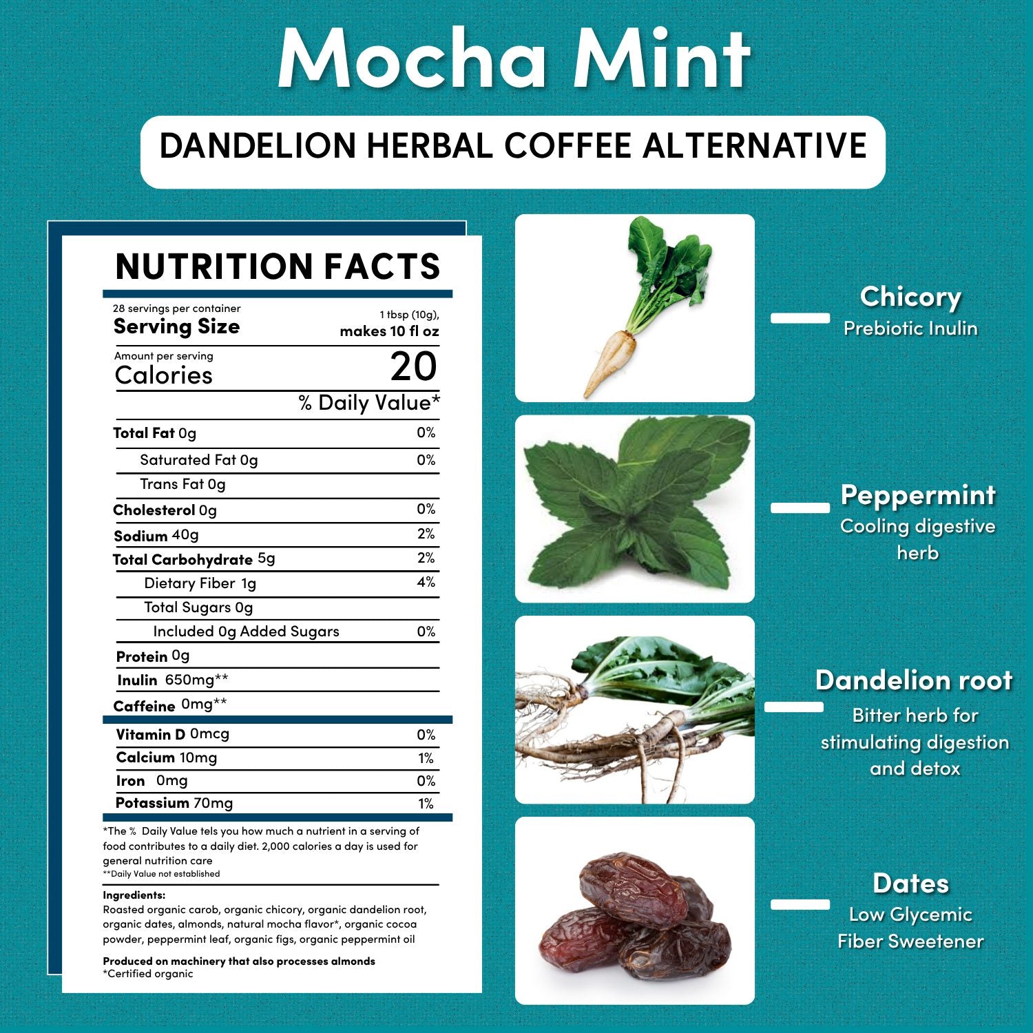 Dandelion Mocha Mint Herbal Coffee – Teeccino