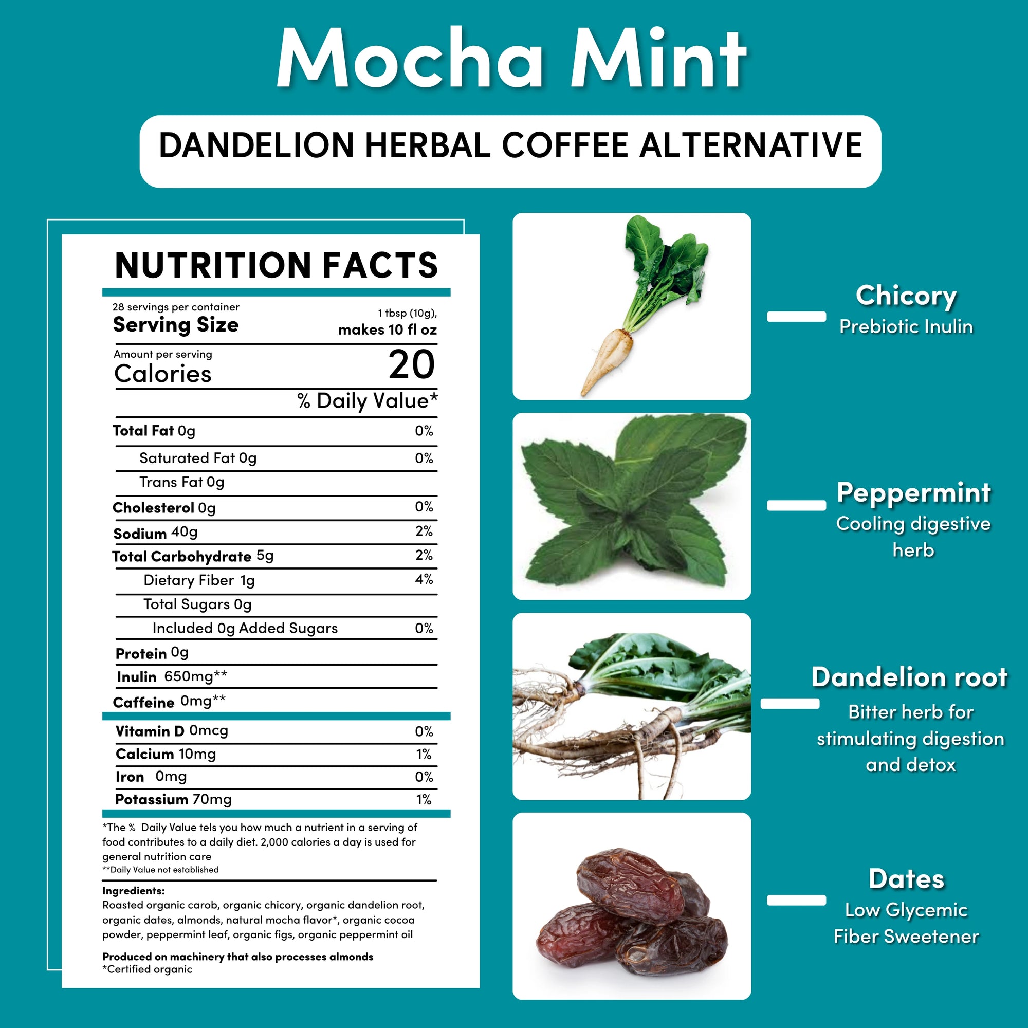 Dandelion Mocha Mint Herbal Coffee