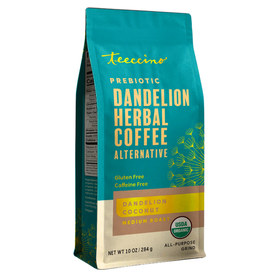 Hero view of Teeccino Dandelion Coconut Herbal Coffee