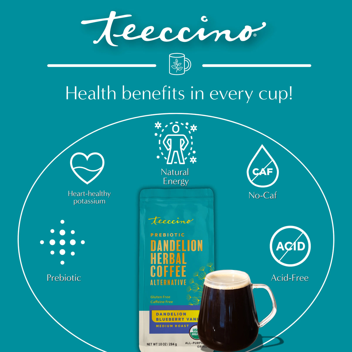 Dandelion Blueberry Vanilla Herbal Coffee – Teeccino