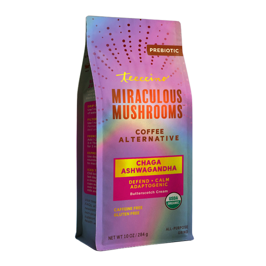 Hero view of Teeccino Chaga Ashwagandha Butterscotch Cream Mushroom Herbal Coffee