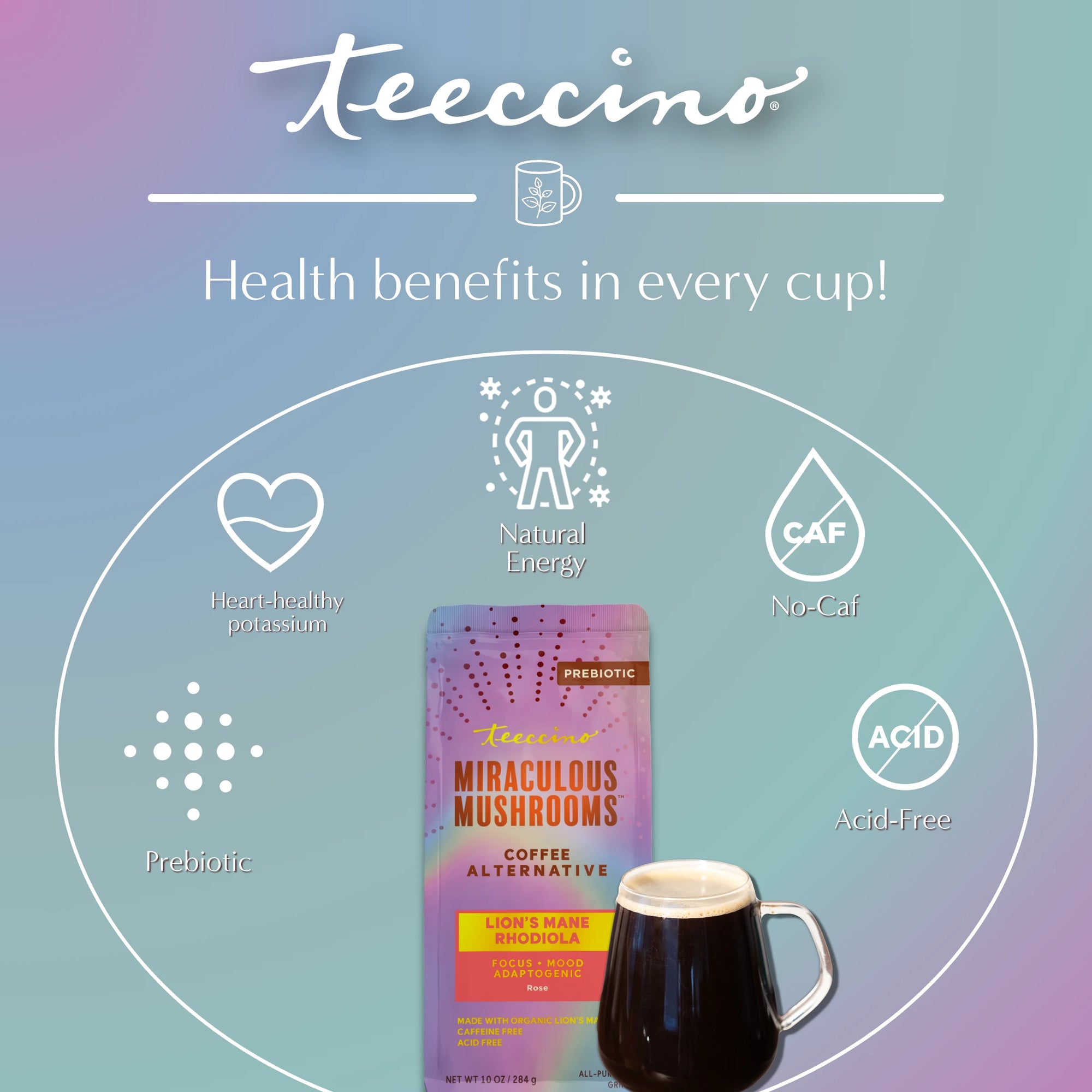Lion's Mane Rhodiola Rose Mushroom Herbal Coffee