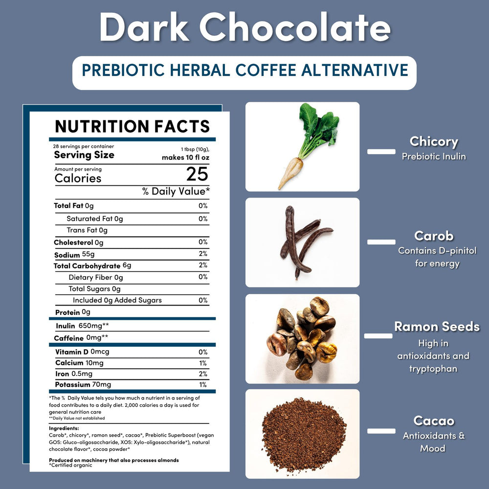 Dark Chocolate Prebiotic SuperBoost Herbal Coffee