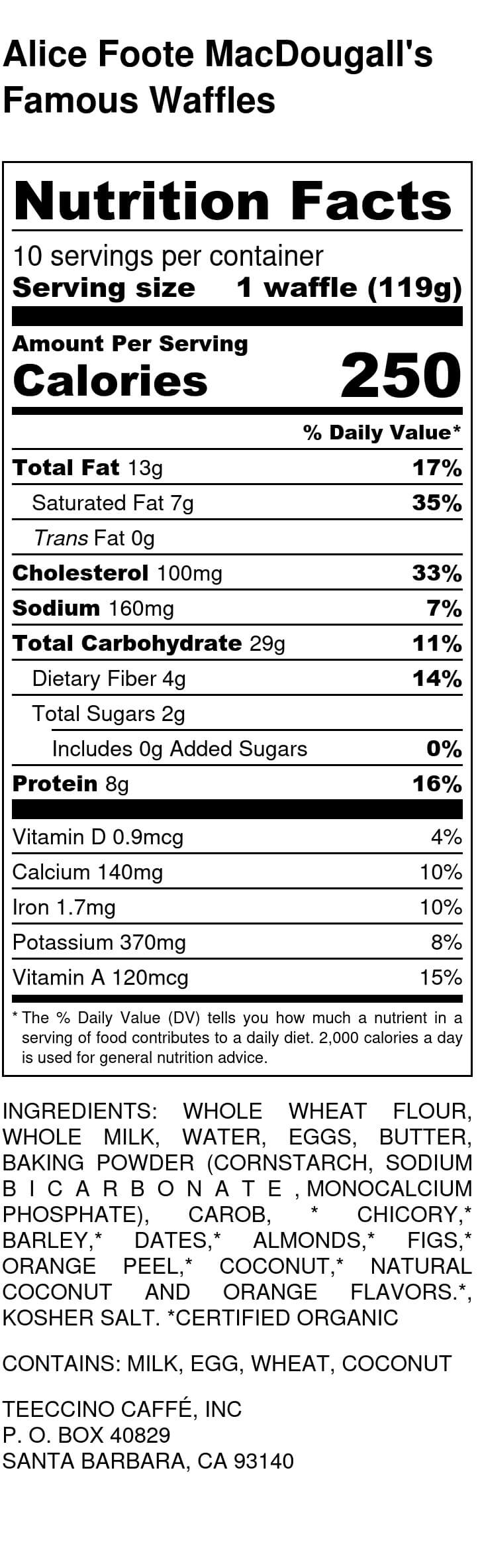 Nutrition facts