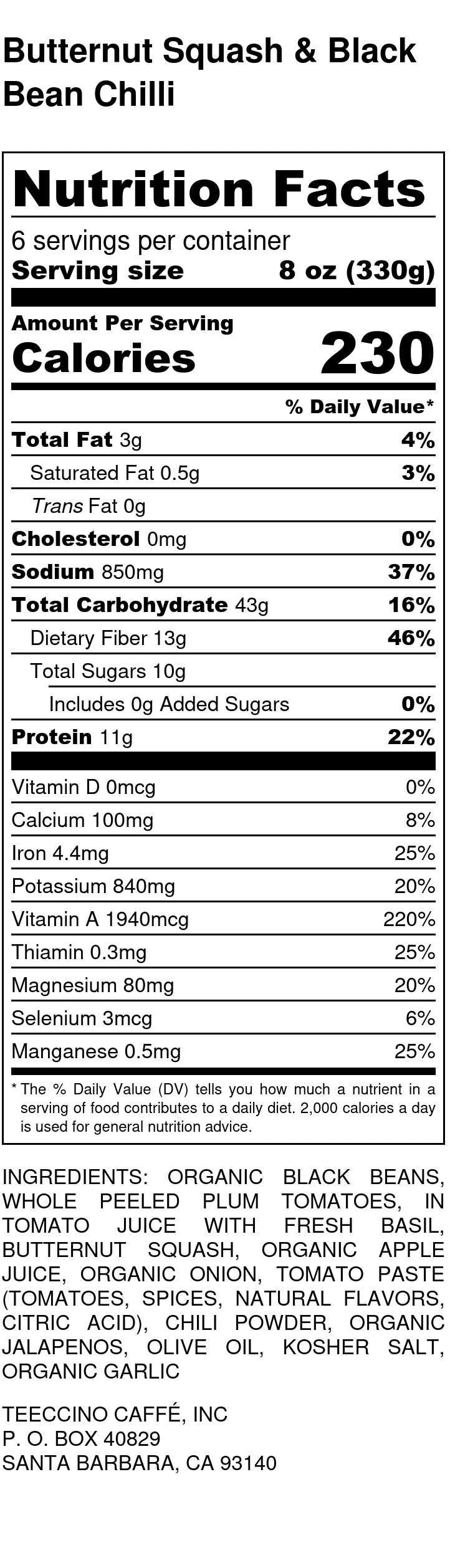 Nutrition facts
