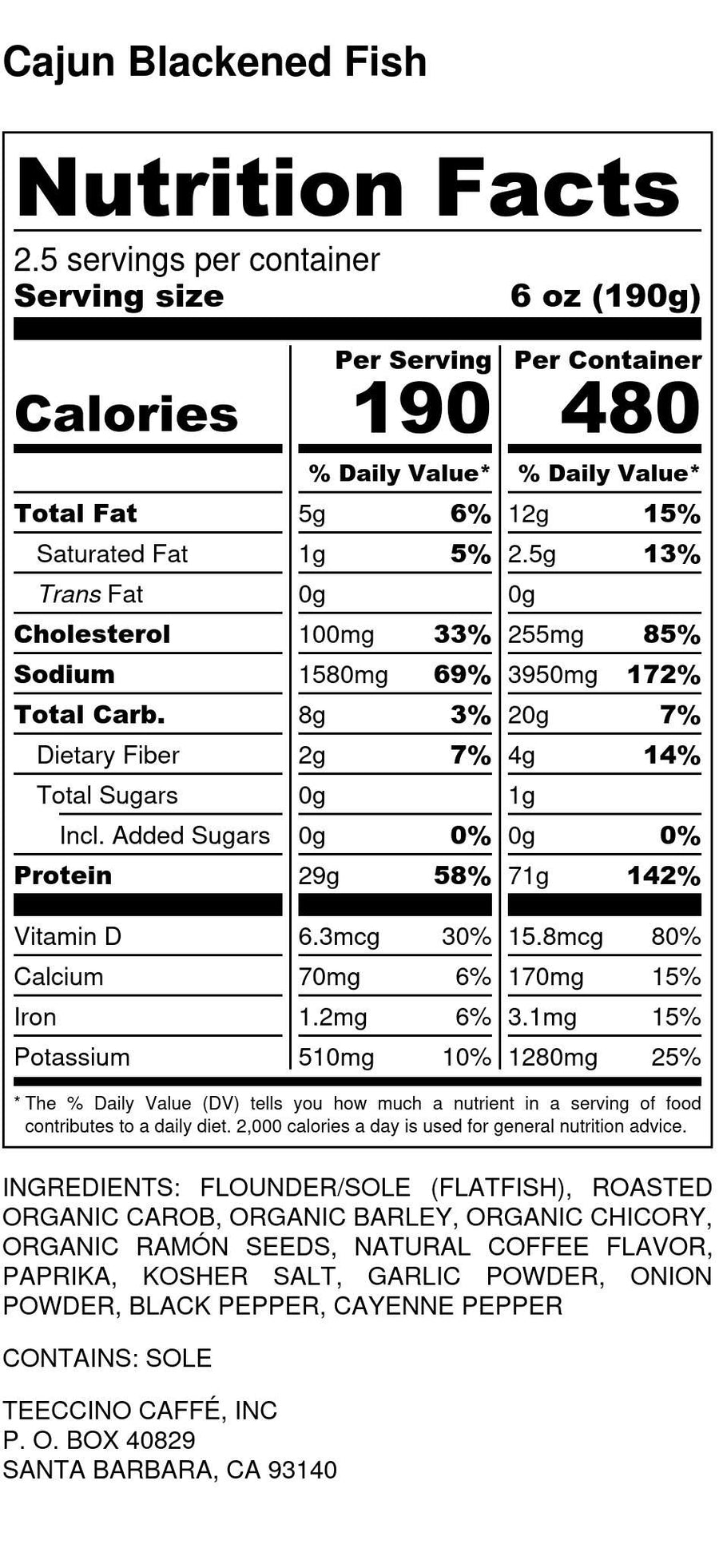 Nutrition facts