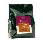 Bulk packaging of Teeccino Organic Caramel Nut chicory herbal coffee, medium roast, caffeine-free coffee alternative made with organic herbs.