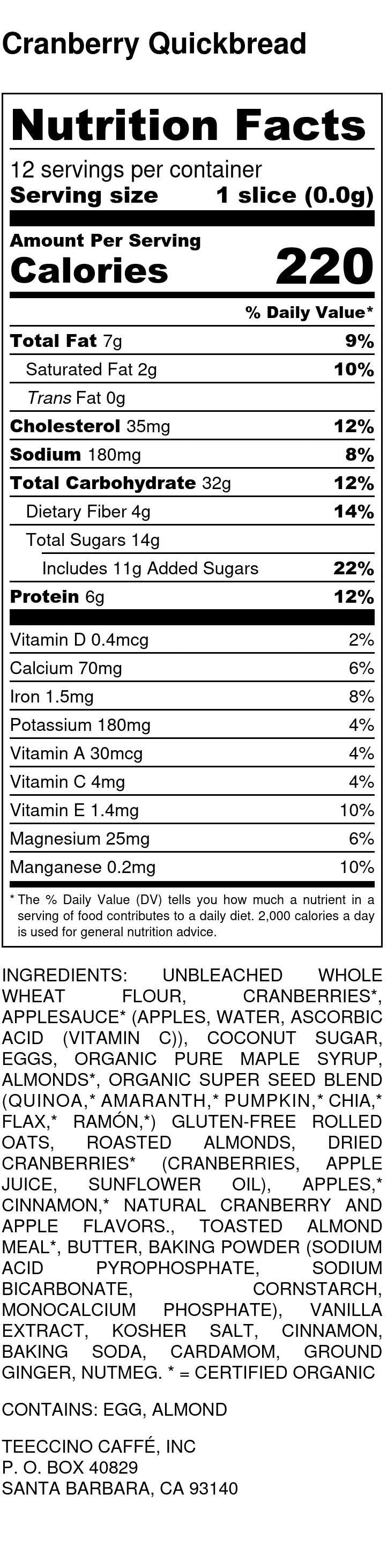 Nutrition facts