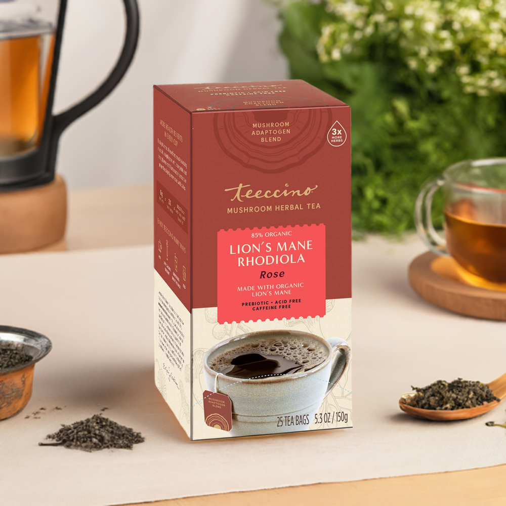 Lion's Mane Rhodiola Rose Mushroom Herbal Tea