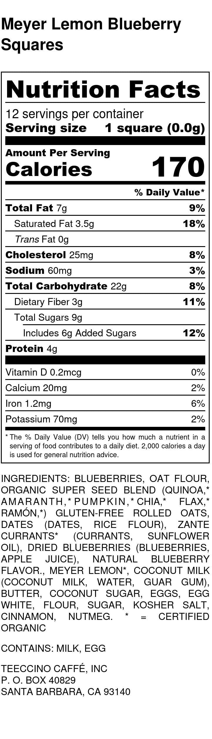Nutrition facts