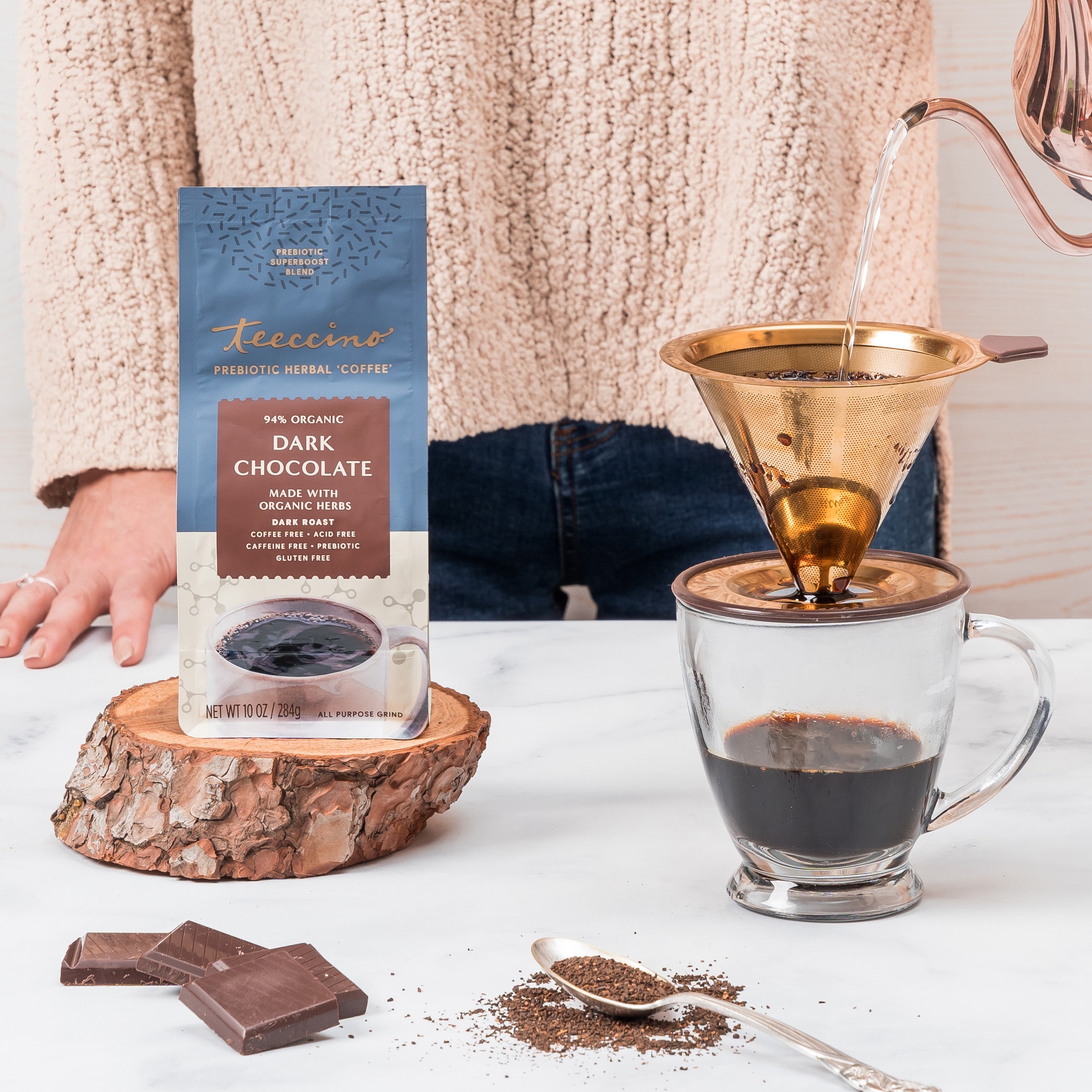 Dark Chocolate Prebiotic SuperBoost Herbal Coffee – Teeccino
