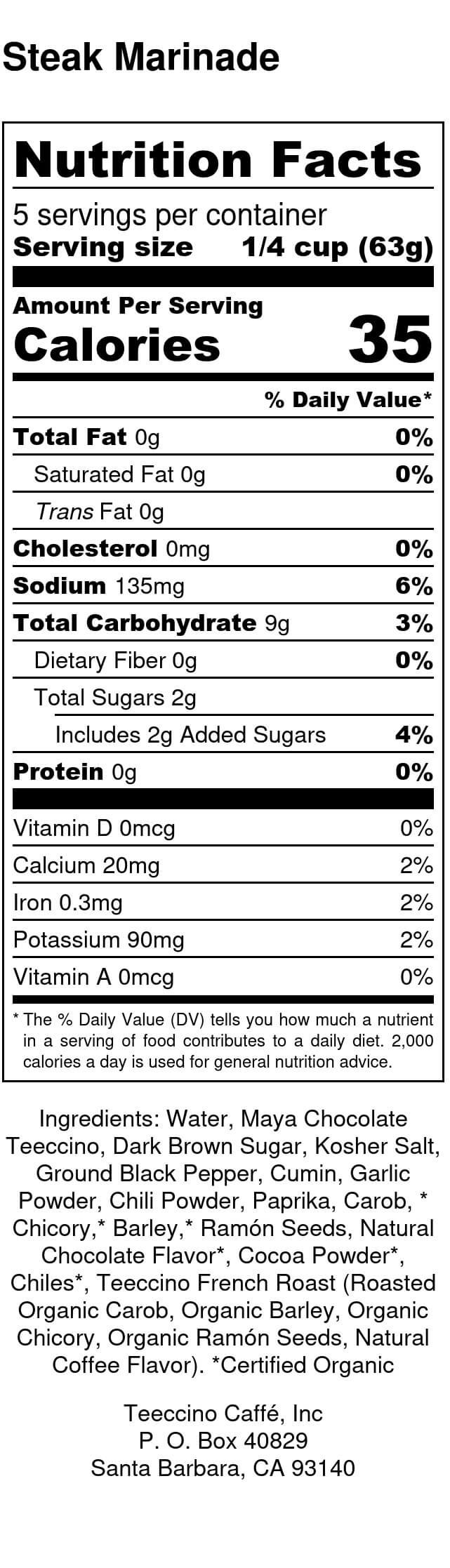 Nutrition facts