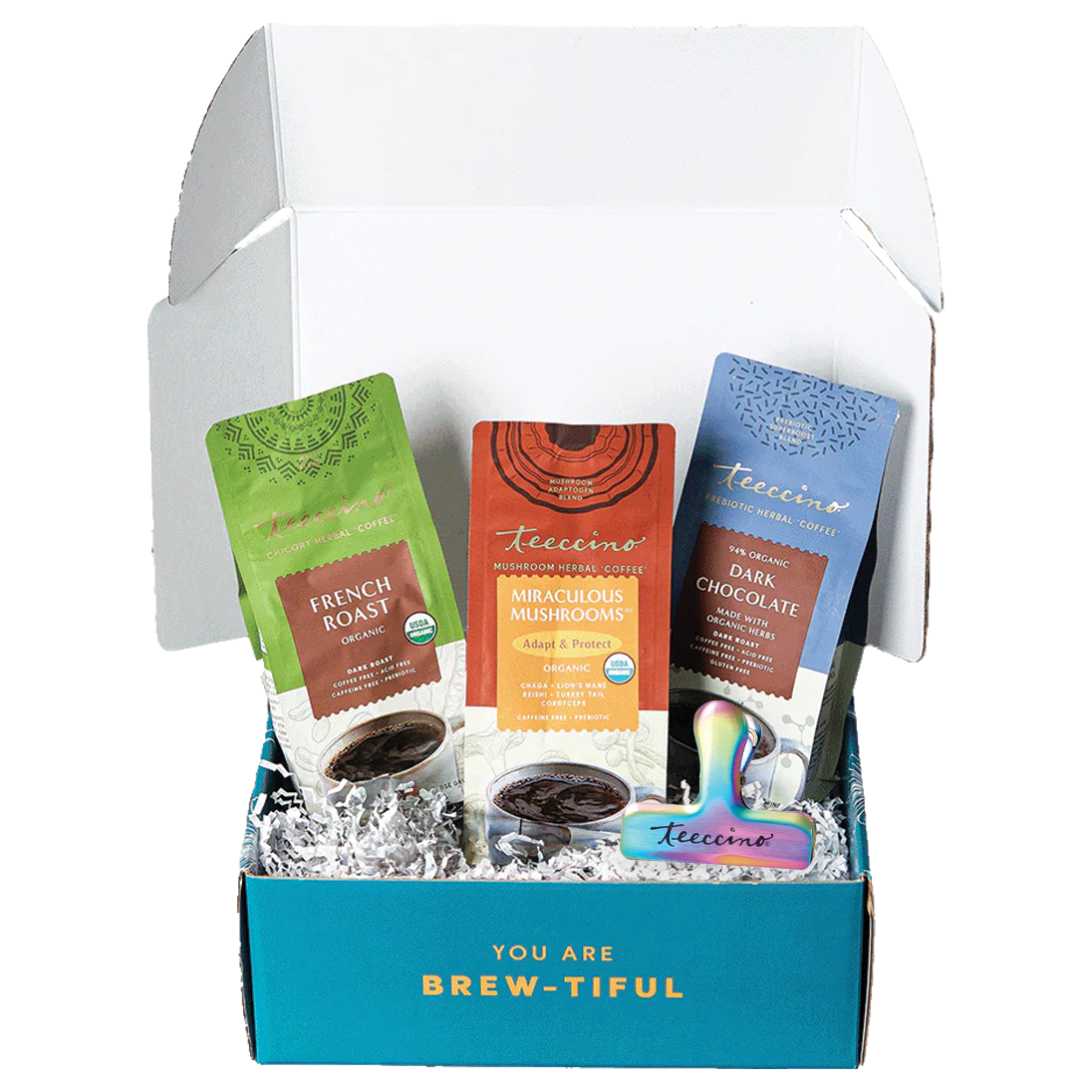 A single green leaf against a white background.