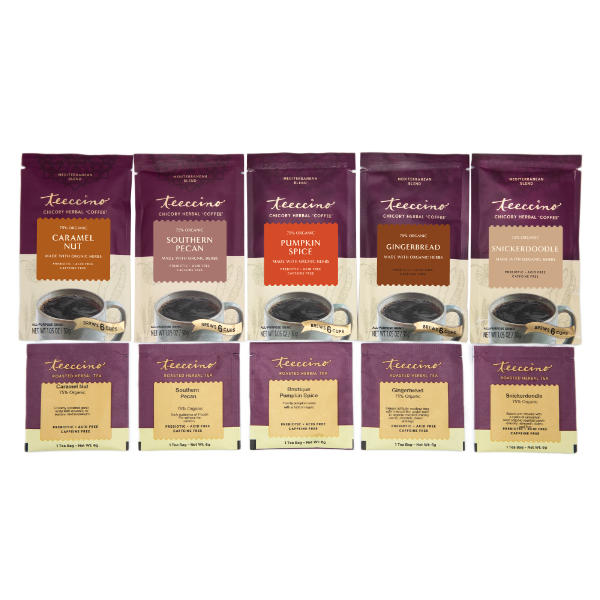 Teeccino Boutique Flavor Herbal Coffee and Tea Sampler