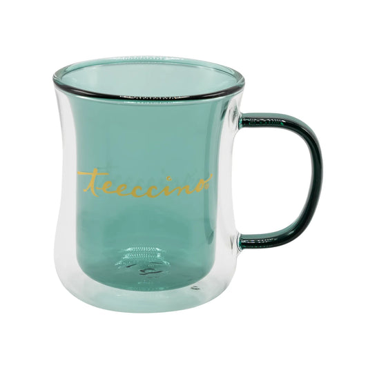 Teeccino Branded Teal Glass Mug