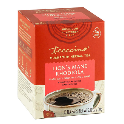 Lion's Mane Rhodiola Rose Mushroom Herbal Tea
