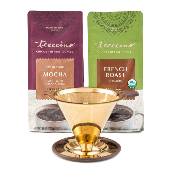 Teeccino Pour Over Coffee Maker with Herbal Coffee Sampler - French Roast &  Mocha - 2x30g trial size samples with Filterless Coffee Dripper,  Plastic-Free Coffee Maker, Make Like a Barista! - Yahoo Shopping